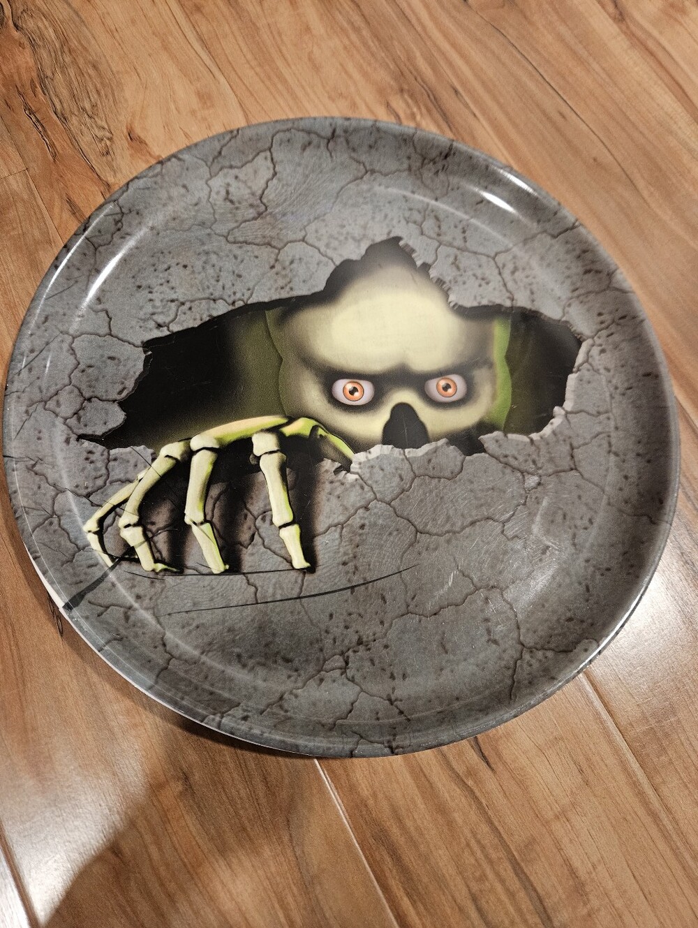 Gray Halloween Skeleton Plate - Decorative Home Art